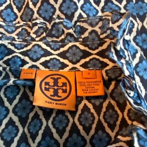 Tory Burch Geometric Blue Blouse, size 2